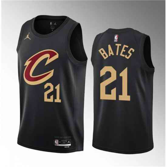 Men Cleveland Cavaliers 21 Emoni Bates Black 2023 Draft Statement Edition Stitched Jersey